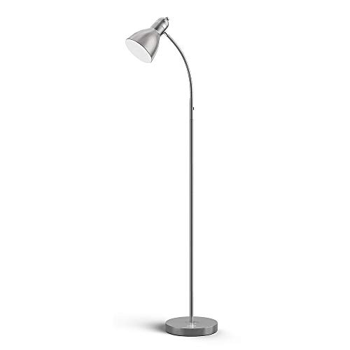 Product Cover LEPOWER Metal Floor Lamp, Adjustable Goose Neck Standing Lamp with Heavy Metal Based, E26 Lamp Base, Torchiere Light for Living Room, Bedroom, Study Room and Office(Silver)