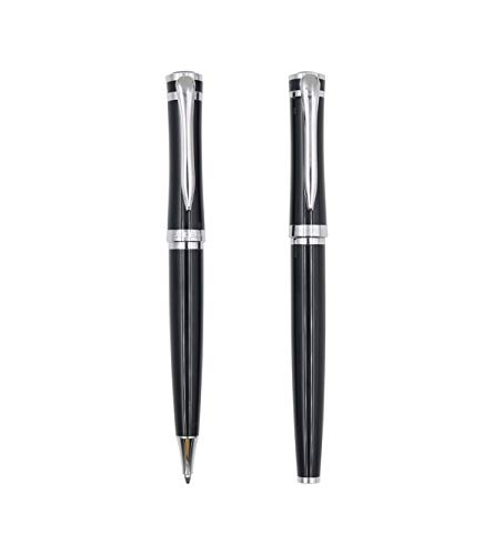 Product Cover Jofelo Luxury Metal Pen Set Black Silver | Smooth & Elegant Executive Ballpoint Rollerball Writing Pens & Refills | Signature Weight & Balance | Best Fancy Gift for Professional Writers, Men Women