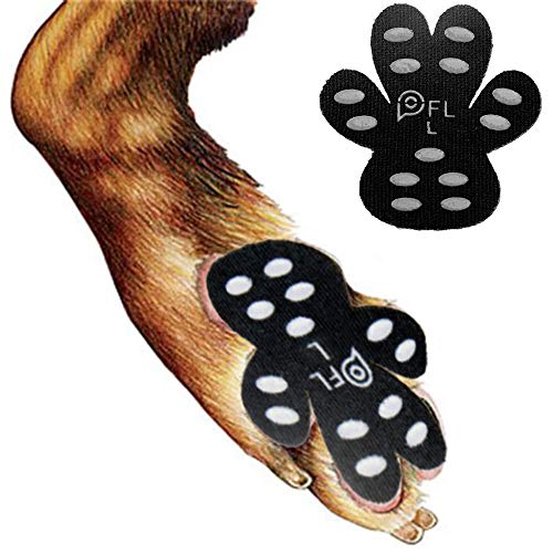 Product Cover Dog Paw Protection Anti-Slip Traction Pads with Grips, 24 Pieces Self Adhesive Disposable Dog Shoes for Hardwood Floor Indoor Wear (L-1.66