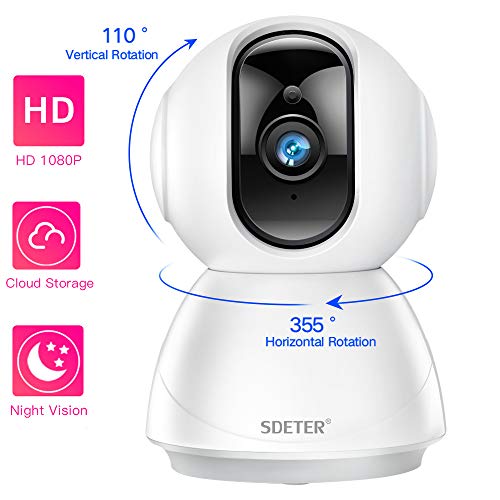 Product Cover 1080P HD Home Security IP WiFi Dome Camera, SDETER Wireless 2-Way Audio Motion Detection Night Vision Baby/Pet Monitor Compatible with iOS&Android