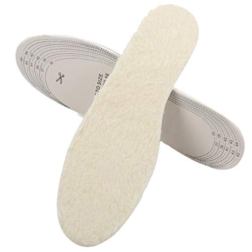 Product Cover Wool Insole, Quality 100% Natural Warm Fleece Sheepskin Shoe Insoles for Cold Weather All Sizes, Cut to fit 2 Pairs(Beige)