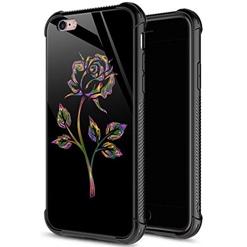 Product Cover iPhone 6s Plus Case,9H Tempered Glass iPhone 6 Plus Cases Pattern for Girls Women,Soft Silicone TPU Bumper Case for iPhone 6/6s Plus inch 5.5 Colorful Roses