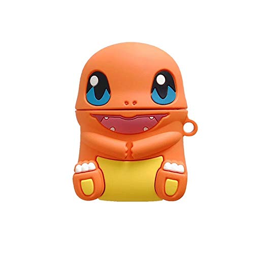 Product Cover AirPods Case Soft Silicone Shockproof Cover for Apple Airpods 2 1, Charmander Pokemon GO Pikachu Mega Cartoon Unique Design Skin Kits Cases with Carabiner Holder for Girls Teens Air Pods (Charmander)