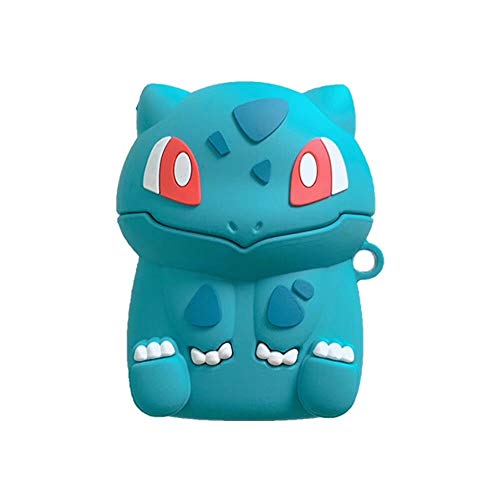 Product Cover AirPods Case Soft Silicone Shockproof Cover for Apple Airpods 2 1, Bulbasaur Pokemon Go Mega 3D Cartoon Unique Design Skin Kits Cases with Carabiner Holder for Girls Teens Air Pods (Bulbasaur)