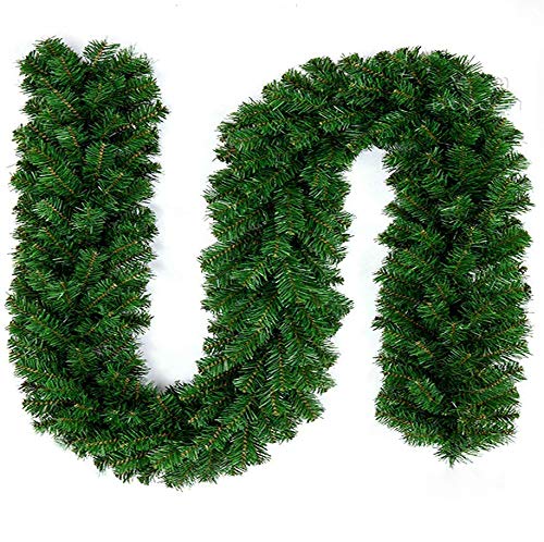 Product Cover Superday Christmas Garland Festive Holiday Décorations Rattan Pine Fireplace Wreath Xmas Decoration Green Tinsel Body Classic Traditional Theme 8.86FT (Decoration Not Include, not Full)