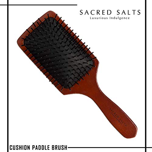 Product Cover Sacred Salts Wooden Maple Paddle Bristle Hair Brush For Detangle Pins, Eco-Friendly Bamboo Paddle Brush, Adding Shine for Women's, Men's, and Children's Hair, Daily Use Massage Scalp