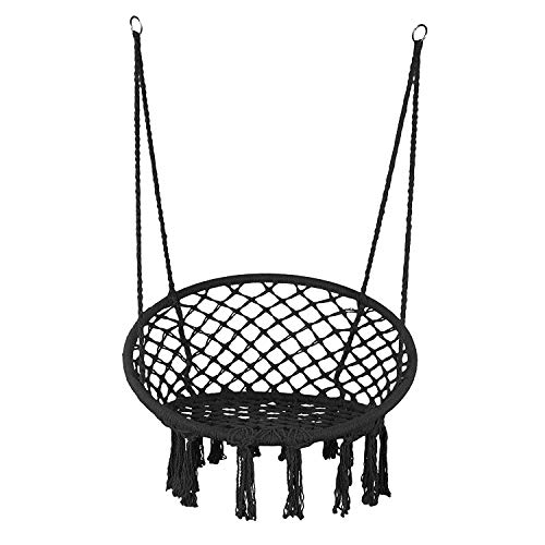 Product Cover E EVERKING Hammock Chair Macrame Swing, Hanging Cotton Rope Macrame Hammock Swing Chair for Indoor, Outdoor Home, Patio, Porch, Deck, Yard, Garden, Max Weight: 260 Pounds