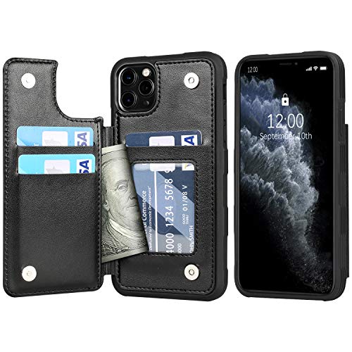 Product Cover Arae Case for iPhone 11 pro max PU Leather Wallet Case with Card Pockets Back Flip Cover for iPhone 11 pro max 2019 6.5 inch (Black)