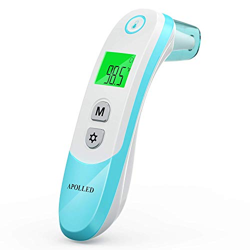 Product Cover Baby Thermometer, Apolled Infrared Forehead and Ear Thermometer with Fever Alarm, Suitable for Baby and Adults