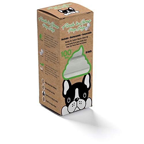 Product Cover PetBro Flush 'n Gone Poop Bag - 10 Rolls (100 Bags) - Biodegradable, Compostable, Flushable Poop Bags for Better Environment