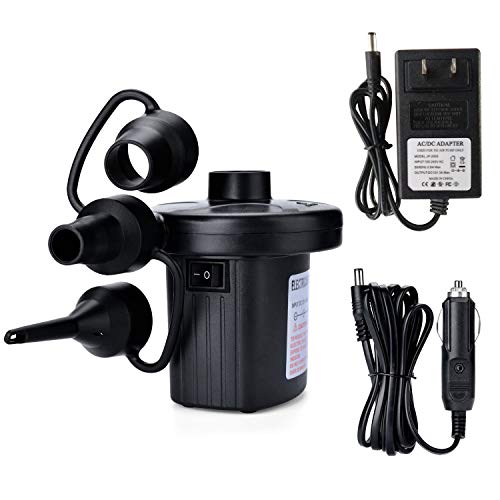 Product Cover Electric Air Pump, Portable Quick-Fill Air Pump with 3 Nozzles, 110V AC/12V DC, Perfect Inflator/Deflator Pumps for Outdoor Camping, Inflatable Cushions, Air Mattress Beds, Boats, Swimming Ring