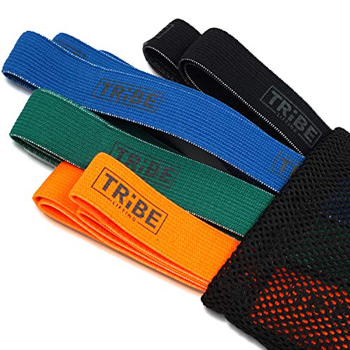 Product Cover Tribe Lifting Fabric Pull Up Bands 4-Pack | Assist Exercise Resistance Bands for Home Fitness, Crossfit, Stretching, Strength Training | 40