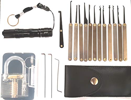 Product Cover Professional Practice Tool Lock Set, Pick Set with Flashlight (Black)