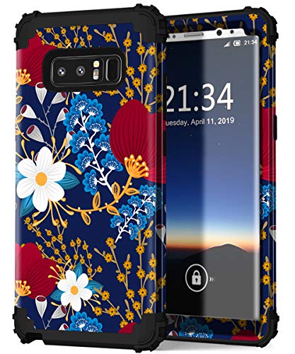 Product Cover Hocase Galaxy Note 8 Case, Heavy Duty Shockproof Hard Plastic+Silicone Rubber Bumper Dual Layer Protective Case for Samsung Galaxy Note 8 (SM-N950) 2017 - Creative Flowers