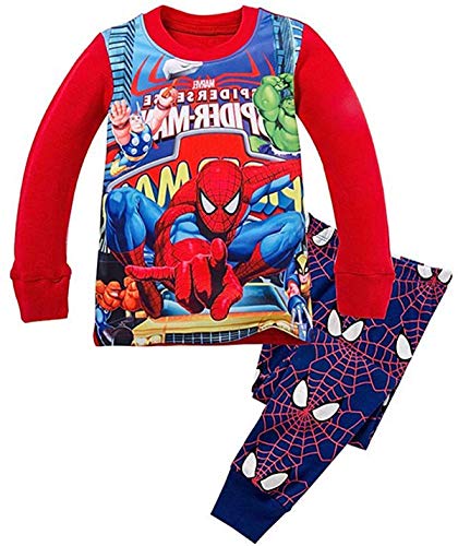 Product Cover N'aix Little Boys Cotton Pajamas Kid`s Cartoon Sleepwears Super Hero Pjs 2 Piece Set (Long Sleeve-Spider Man, 3T)