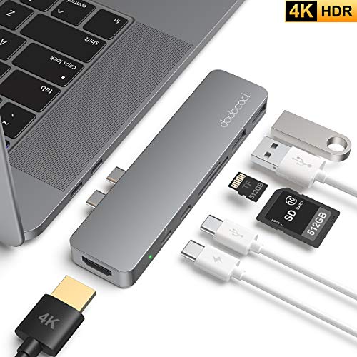 Product Cover dodocool USB C Hub Adapter for MacBook Pro 2018/2019/2017/2016, MacBook Air 2018/2019, 4K HDMI, SD/TF Card Reader, Thunderbolt 3 100W PD 5Gbps, USB-C 5Gbps Data Port, and 2 USB 3.0 Ports