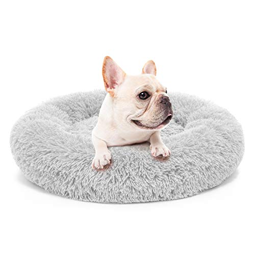 Product Cover MIXJOY Orthopedic Dog Bed Comfortable Donut Cuddler Round Dog Bed Ultra Soft Washable Dog and Cat Cushion Bed (23'' x 23'') (Grey)