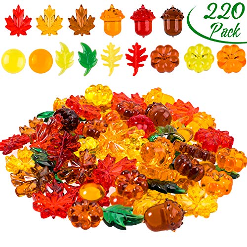 Product Cover Whaline 220 Pcs Acrylic Fall Decorations, Mini Fall Leaves Pumpkin Marbles Pine Cones Autumn Table Scatter Vase Filler for Fall, Autumn and Thanksgiving Decor, Preschool Counting
