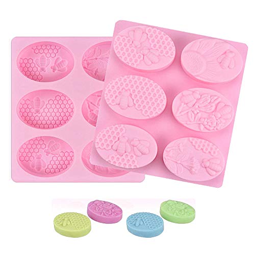 Product Cover DD-life 2Pcs Bee Silicone Soap Molds, Honeycomb Molds for Chocolate Jelly Candy Making