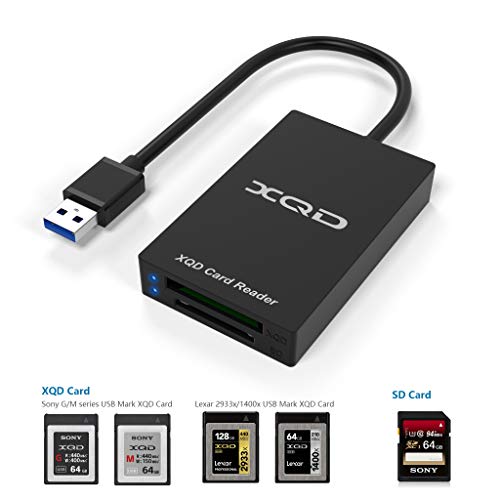 Product Cover XQD Card Reader, Cateck USB 3.0 XQD/SD Card Reader Dual Slot Memory Card Reader 5Gpbs Super Speed Compatible with Sony G/M Series, Lexar 2933x/1400x USB Mark XQD Card, SD/SDHC Card for Windows/Mac OS