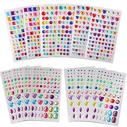 Product Cover YIQIHAI 14 Sheets 1176pcs Rhinestone Stickers Self Adhesive Muticolor Bling Craft Jewels Stickers Crystal Gems Flatback Rhinestone for DIY Craft, Assorted Size