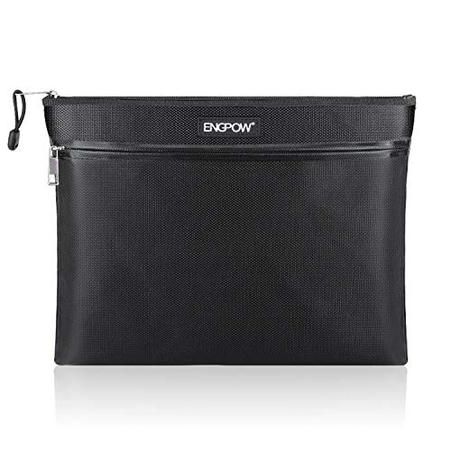Product Cover Fireproof Document Bag Two Pockets Two Zippers,ENGPOW Fireproof Safe Bag 13.4