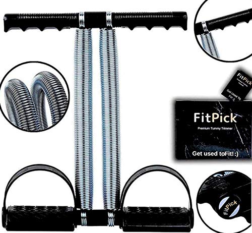 Product Cover FIT PICKTM Double Spring Tummy Trimmer | Tone Muscle & Get Thinner, Solid Chrome Stainless Steel | Build to Last & Fit all Body types (Black)