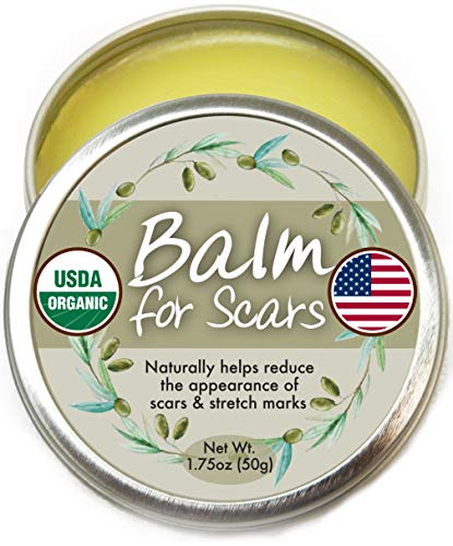 Product Cover Organic Scar Fade Balm - Natural, Made in USA, USDA Certified Scar Fade Salve to Moisturize, Protect, Heal Skin. Surgery Scars, Stretch marks, Acne Spots, etc.