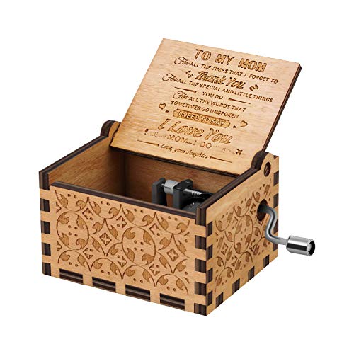 Product Cover Kafete Music Box Hand Crank Engraved Musical Box-U R My Sunshine Mechanism Antique Vintage Personalizable Gift for Mom from Daughter
