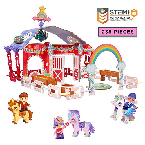 Product Cover Linxies Unicorn Barn Kids Play Set, Build-Your-Own Magical Adventure- STEM Toy for Boys and Girls Ages 6-11