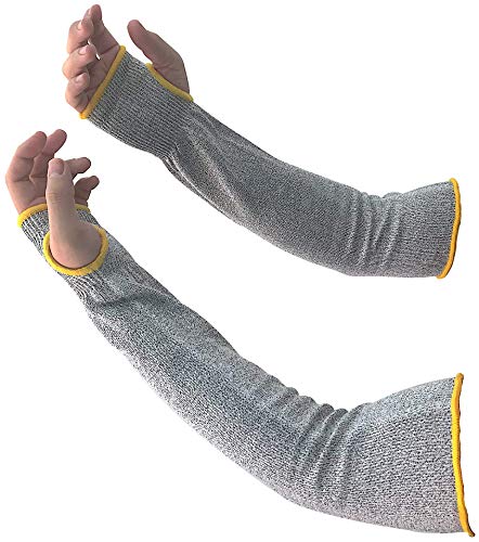 Product Cover Arm Protection Sleeves Level 5 Protection | Cut Resistant Sleeve Best Forearm Protection Arm Guards for Skin Anti Bruising | Lighter Than Kevlar Sleeves | Thumb Slot UV-Protection [18 inch-1 Pair]