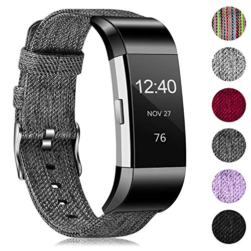 Product Cover Humenn Bands Compatible with Fitbit Charge 2, Breathable Woven Fabric Quick Replacement Wristband Straps, Women Men
