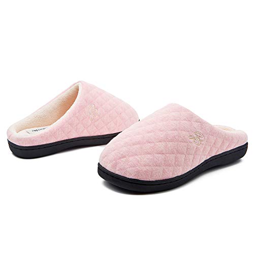 Product Cover BABAYA Slippers for Women Memory Foam Warm Cozy Slip On Home House Shoes Rubber Sole Non-Slip Indoor Outdoor Winter(9-10,Pink)