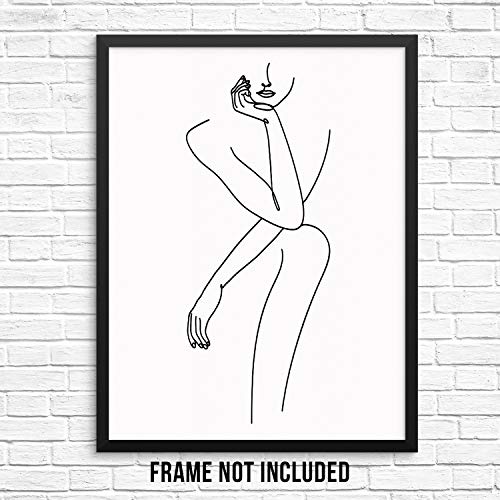 Product Cover Abstract Woman's Body Shape Wall Decor Art Print Poster - Female One Line Silhouette -UNFRAMED- Modern Minimalist Fashion Artwork for Bedroom Living Room Bathroom Home Office (11