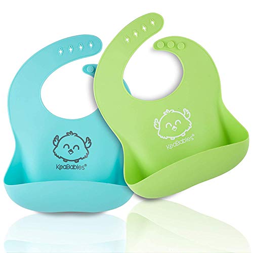Product Cover Silicone Baby Bibs - Waterproof, Easy Wipe Silicone Bib for Babies, Toddlers - Baby Feeding Bibs with Large Food Catcher Pocket - Travel Bibs Set for Boys, Girls - Food Grade BPA Free (Cloud Nine)