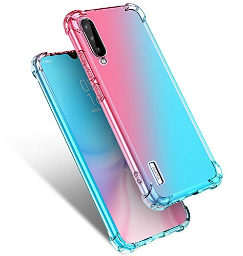 Product Cover Starhemei for Xiaomi MI A3 Case, Xiaomi Mi CC9e Case, Shockproof Gasbag Case Gradient Color Anti-Fall Soft Silicone Anti-Drop Phone Case for Xiaomi Mi A3 (Pink&Green)