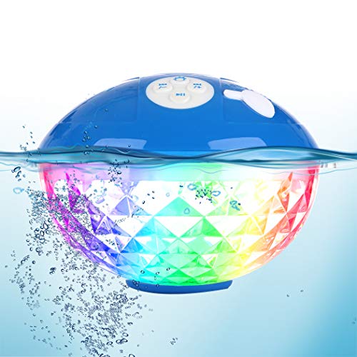 Product Cover Bluetooth Speakers with Colorful Lights, Portable Speaker IPX7 Waterproof Floatable, Built-in Mic,Crystal Clear Stereo Sound Speakers Bluetooth Wireless 50ft Range for Home Shower Outdoors Pool Travel