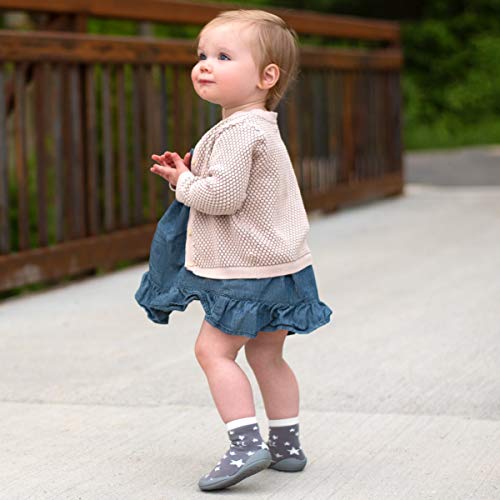 Product Cover Nuby Snekz Comfortable Rubber Sole Sock Shoes for First Steps- Grey Stars/Small 7-14 Months
