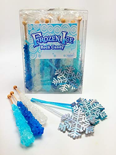 Product Cover Frozen Ice Rock Candy Sticks - 18 Individually Wrapped Rock Candy on a Stick, 3 Wands - Includes 