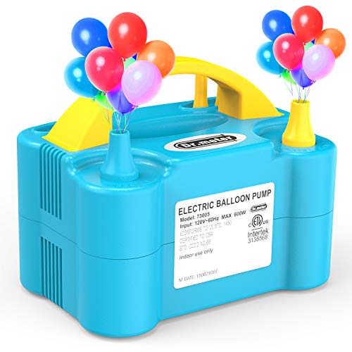 Product Cover Dr. Meter Electric Balloon Air Pump, 110V 600W Portable Balloon Blower/Inflator with Dual Nozzle for Decoration/Party/Wedding/Birthday/Celebration/Ceremony/Christmas, Blue