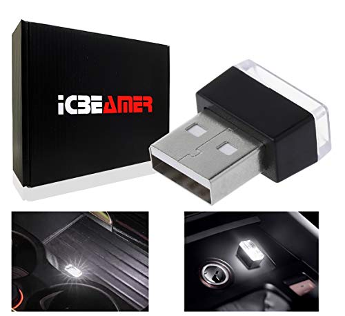 Product Cover ICBEAMER 1pc White Universal USB Interface Plug-in Miniature Night Light LED Car Interior Trunk Ambient Atmosphere