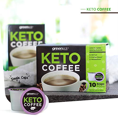 Product Cover Greenside Keto Coffee French Roast with MCT Oil 150 mg, 10 K cups coffee Pods (0.35Oz/10gram each) Energy boost and metabolism, feel fresh and active all day