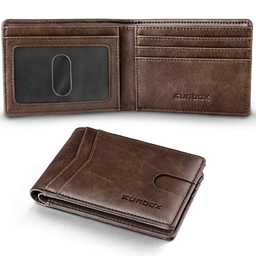 Product Cover RUNBOX Slim Wallets for Men with RFID Blocking & Minimalist Mens Front Pocket Wallet Leather