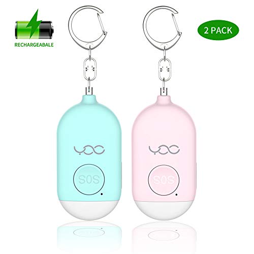 Product Cover YDO Safe Personal Alarm, 130db Personal Safety Alarm Siren Song for Women Keychain with USB Rechargeable, LED Flashlight, Emergency Self Defense Safe Sound for Kids & Elderly 2 Pack (Blue&Pink)