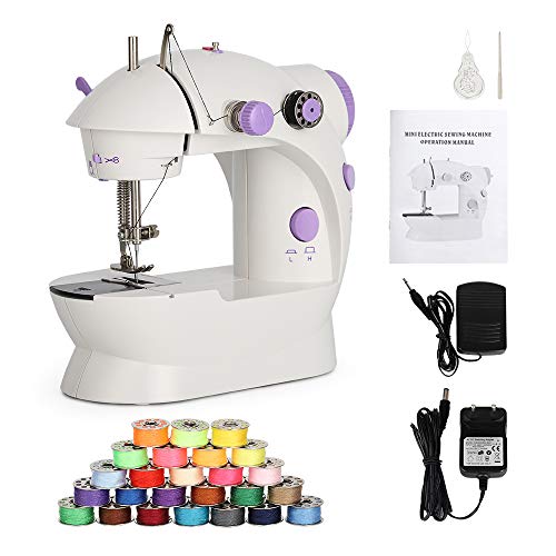 Product Cover Liheya Sewing Machine Electric Mini Embroidery Machine Portable Sewing Kit with Dual Speed Double Thread (Purple)