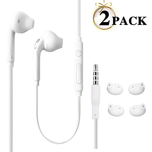Product Cover JUNAHAA 3.5mm Earphones/Earbuds/Headphones Stereo Mic&Remote Control Compatible All Samsung Galaxy S6 Edge+/ S6/ Note 8/Note 9/ S8/S8+ S9/S9+ Compatible iPhone 6/6plus/6S/6S Plus/5S/5c [2Pack]