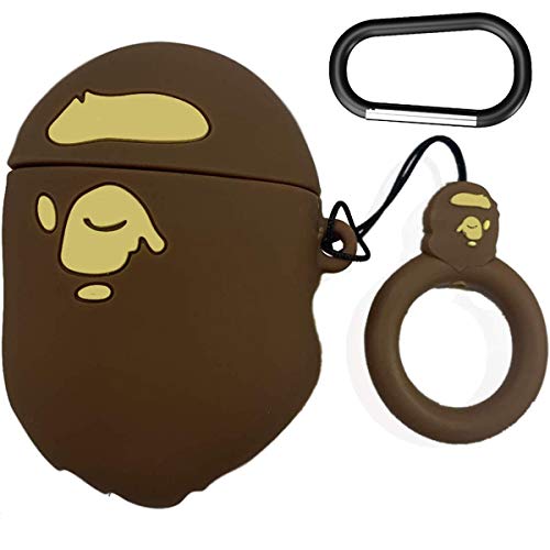 Product Cover Woocon for Airpods Case,3D Kawaii Cute Cool Character Cartoon Silicone Protective Cover Accessories Cases with Keychain Compatible 1/2 (Bape)
