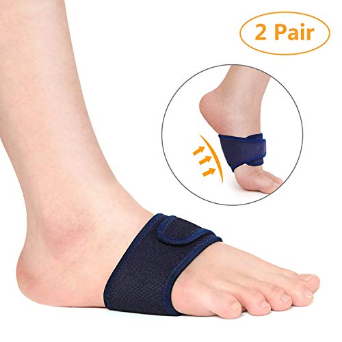 Product Cover exeblue Arch Support for Plantar Fasciitis,Foot Arch Band Supports for Women & Men,Cloth Breathable Sponge Arch Pad with Hook and Loop (2 Pairs-Blue One Size Fits All)