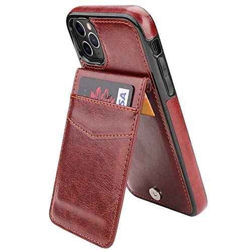 Product Cover KIHUWEY iPhone 11 Pro Case Wallet with Credit Card Holder, Premium Leather Magnetic Clasp Kickstand Heavy Duty Protective Cover for iPhone 11 Pro 5.8 Inch(Brown)