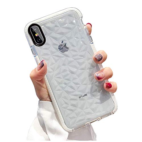 Product Cover SUBESKING Compatible for iPhone Xs Max Case,Cute Crystal Clear Slim Fit 3D Diamond Pattern Soft TPU Anti-Scratch Shockproof Protective Phone Cover Cases for Women Girls(White)
